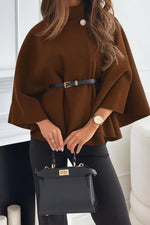 Charger l'image dans la visionneuse de galerie, Poncho cape femme avec une ceinture - Chocolat