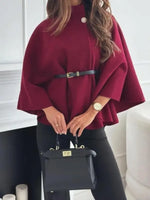 Charger l'image dans la visionneuse de galerie, Poncho cape femme avec une ceinture - Bordeaux