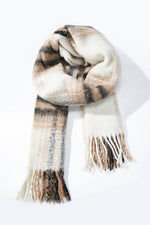 Charger l'image dans la visionneuse de galerie, Écharpe en laine à carreaux Beige / 30% Laine - 70% Viscose