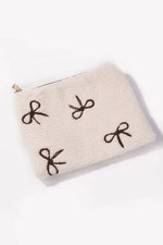 Charger l'image dans la visionneuse de galerie, Trousse de maquillage Teddy avec nœud Blanc / 100% Polyester