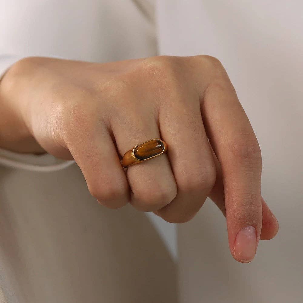 BAGUE 70's Moment: Marron / Taille 16