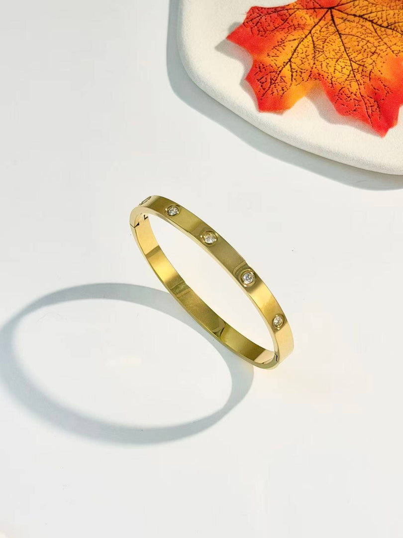 Bracelet jonc doré acier inoxydable Orné de cristal