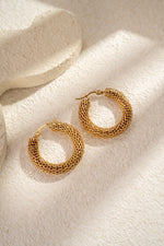 Charger l'image dans la visionneuse de galerie, Boucles d’oreilles dorées acier inoxydable créoles tressées