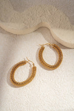 Charger l&#39;image dans la visionneuse de galerie, Boucles d’oreilles dorées acier inoxydable créoles tressées
