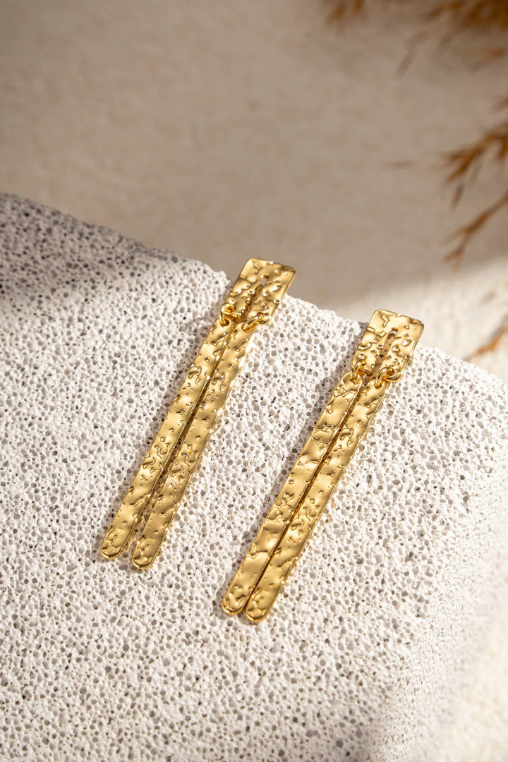 Boucles dorées martelées rectangulaires acier inoxydable