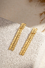 Boucles dorées martelées rectangulaires acier inoxydable