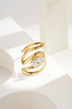 Charger l&#39;image dans la visionneuse de galerie, Bague marquise ajustable en acier inoxydable design ouvert
