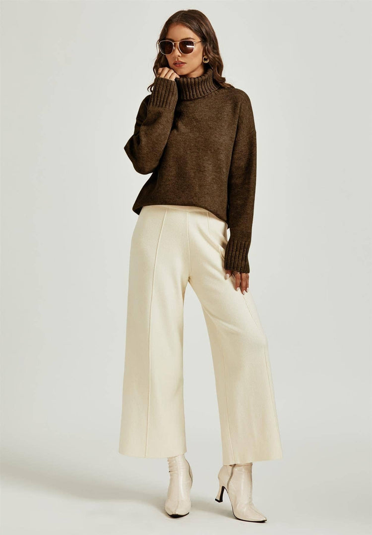 Haut à col montant en marron: Marron / OneSize