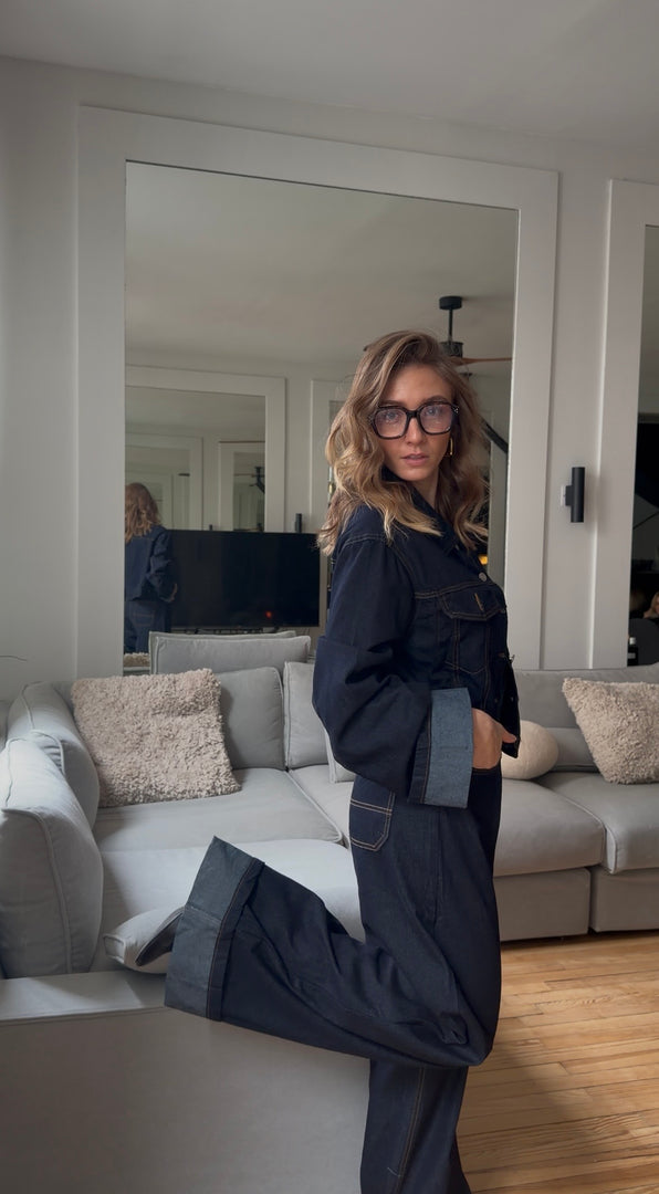 Veste denim à revers