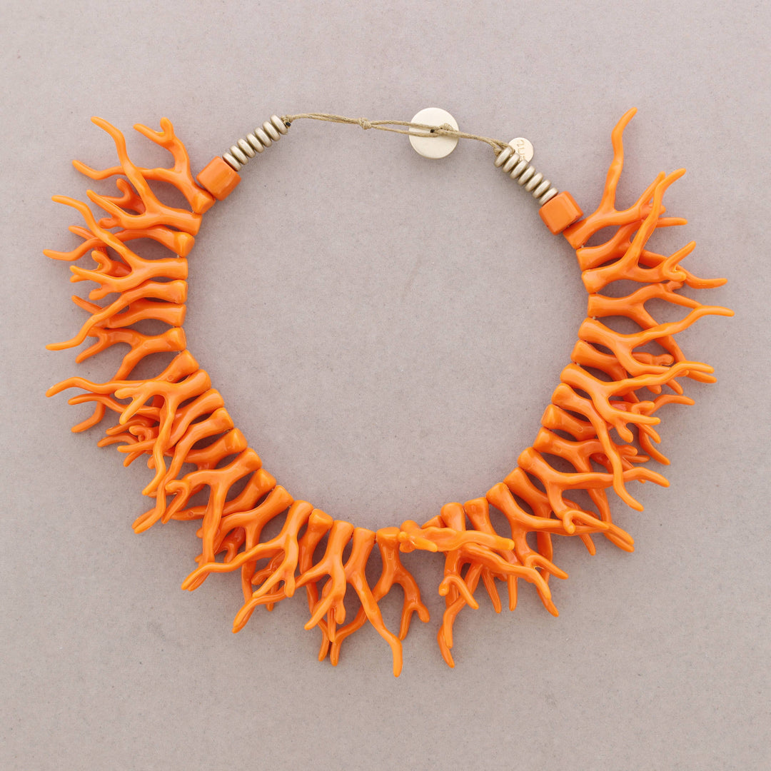 Collier Ras de Cou Corail Résine: Orange