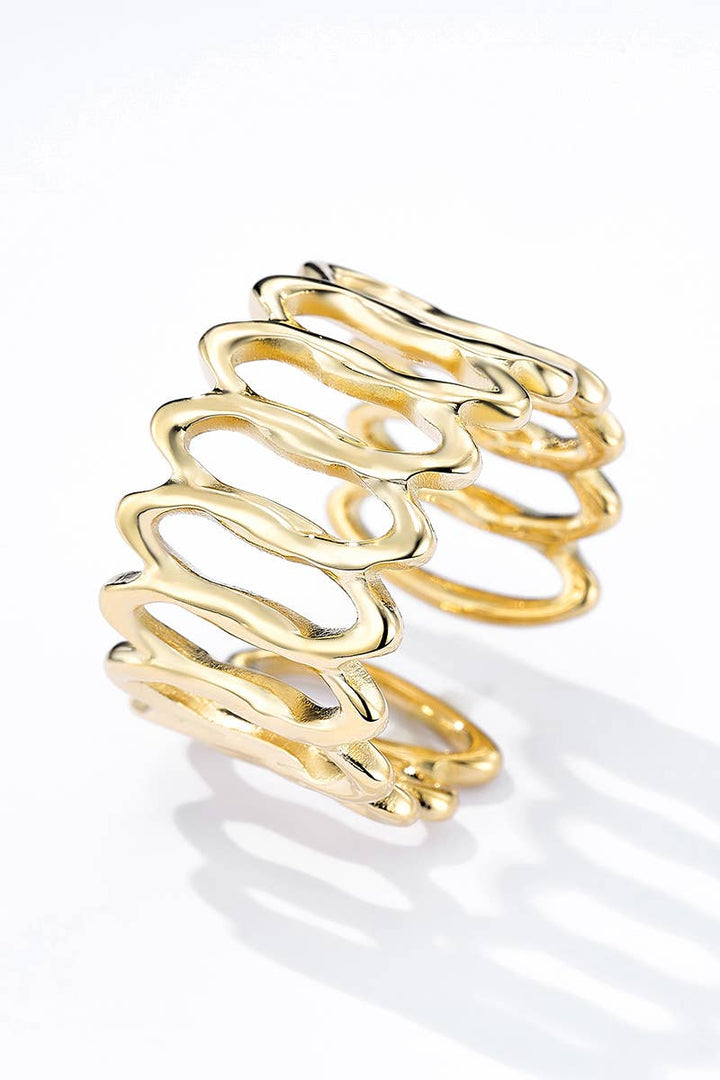 Bague mailles texturées en acier inoxydable 424AQ140: Or