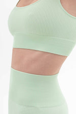 Charger l&#39;image dans la visionneuse de galerie, Soutien-gorge de sport Ribs MINT GREEN Yoga Pilates Activewear 🇮🇹 : M/L
