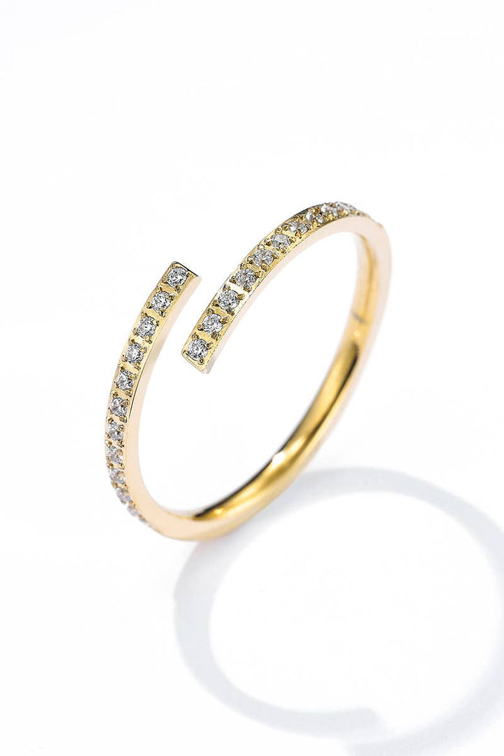 Bague enlacée strassée en acier inoxydable 424AQ133: Or