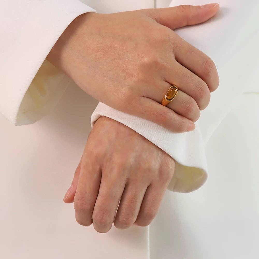 BAGUE 70's Moment: Marron / Taille 16