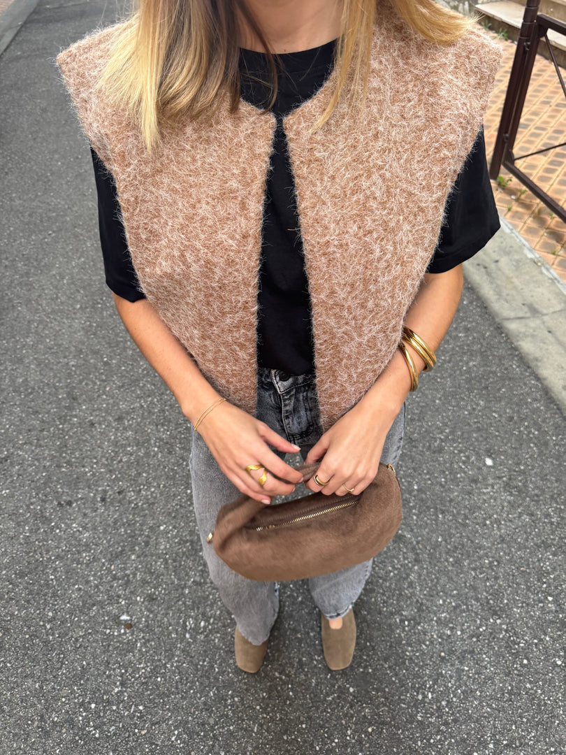 Veste sans manche fourrure - Taupe
