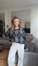 Charger l&#39;image dans la visionneuse de galerie, Pull en maille à motif losange
