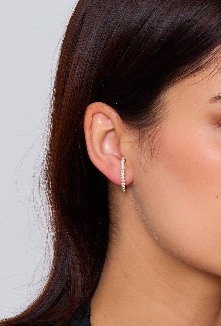 Boucles d'oreilles strassées en acier inoxydable 124AQ132: Or jaune