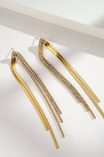 Charger l&#39;image dans la visionneuse de galerie, Boucles d’oreilles longues strass femme acier inoxydable
