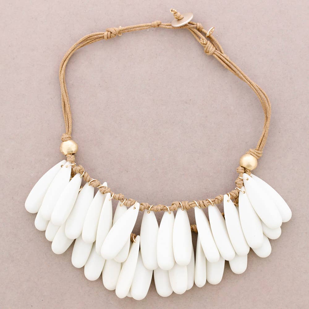 Collier en résine à double perle: Beige