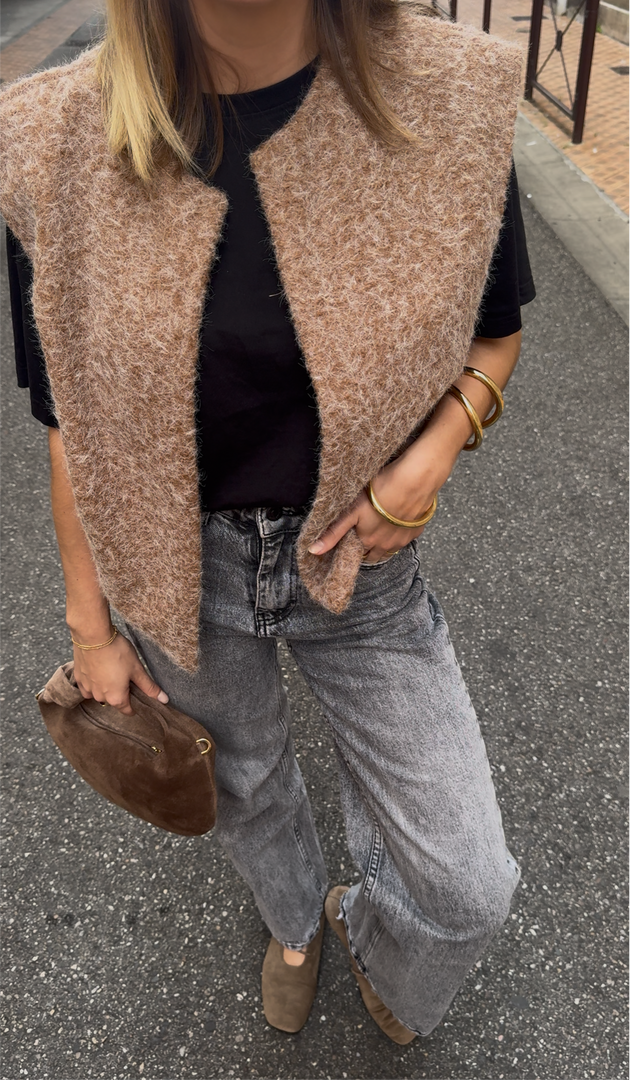 Veste sans manche fourrure - Taupe