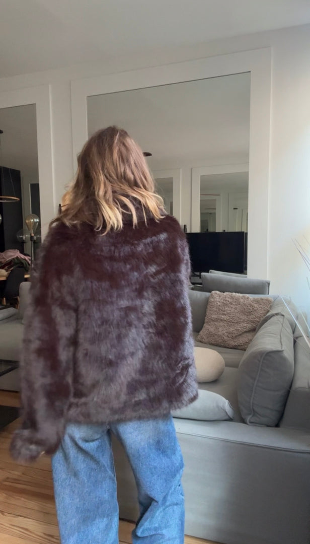 Veste en fausse fourrure gros col