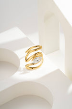 Charger l&#39;image dans la visionneuse de galerie, Bague marquise ajustable en acier inoxydable design ouvert
