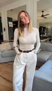 T-shirt manches longues col rond cachemire