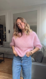 Charger l&#39;image dans la visionneuse de galerie, Pull 80% kid mohair manche courte
