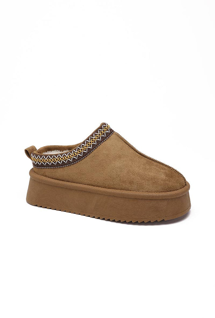 Chaussons plateforme bordure brodée
