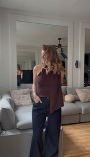 Top en maille asymétrique chocolat