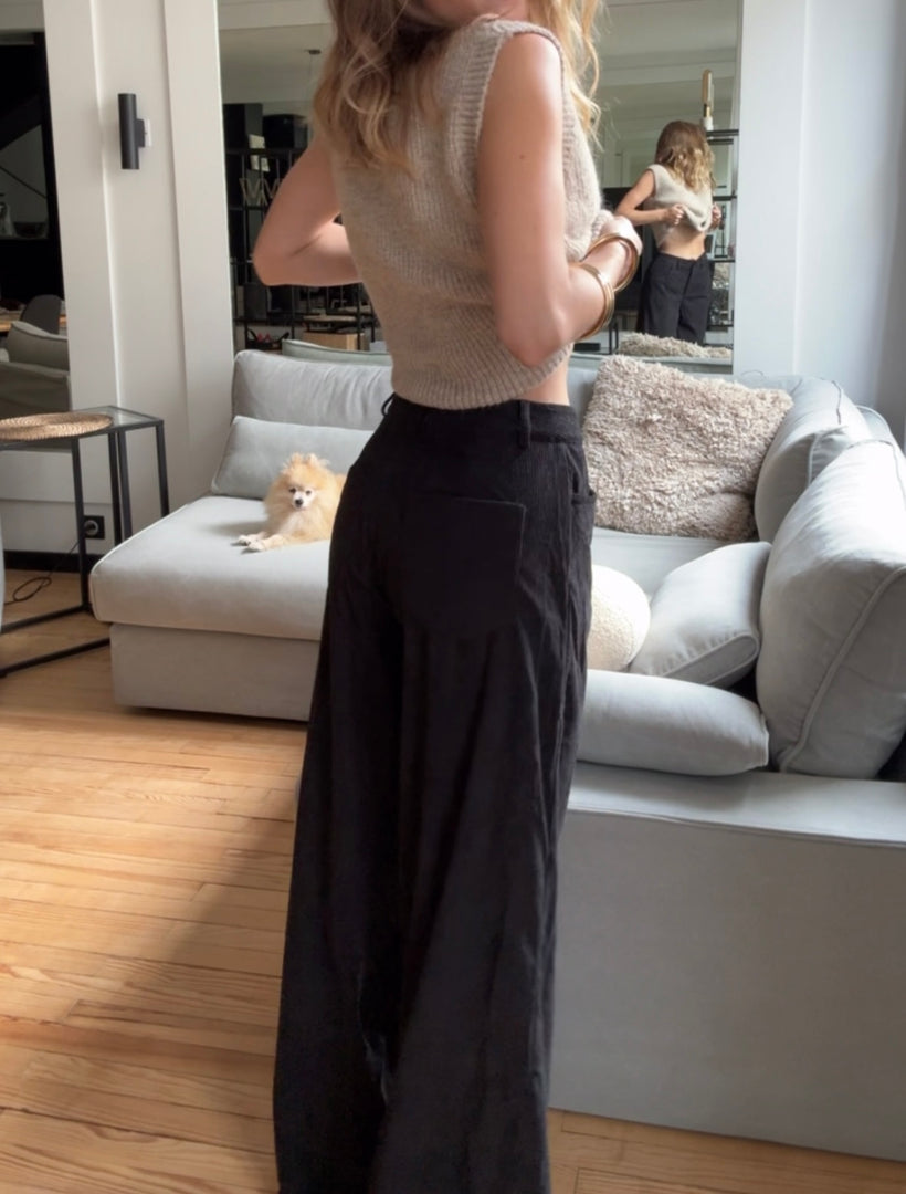 Pantalon large en velours côtelé