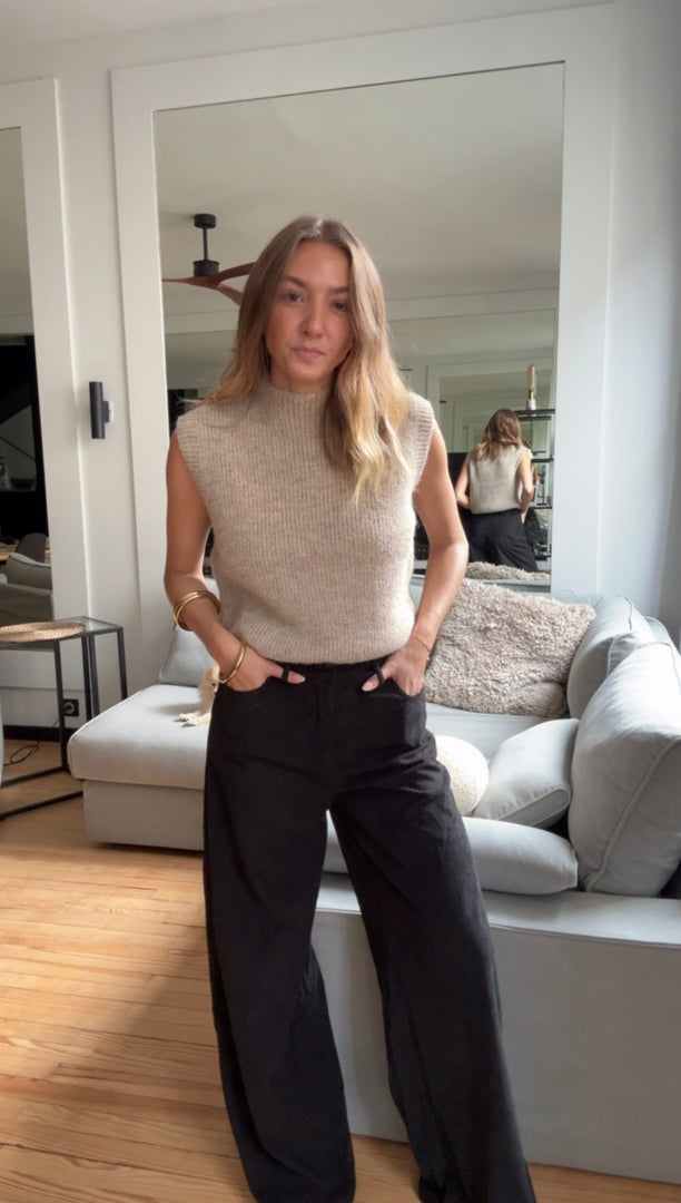 Pantalon large en velours côtelé