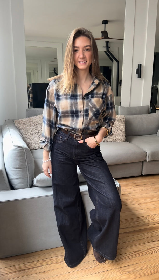 Chemise à carreaux en flanelle 100 % coton boska