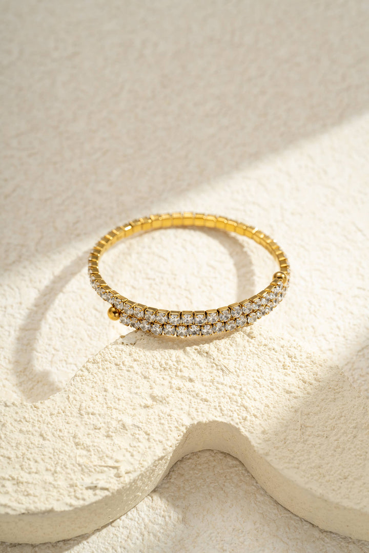 Bracelet doré diamants multiples éclat luxe acier inoxydable