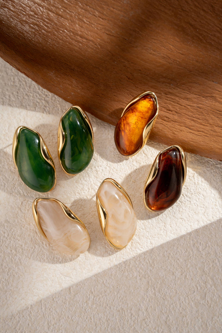 Boucles d’oreilles Résine doré en acier inoxydable tendance: Vert