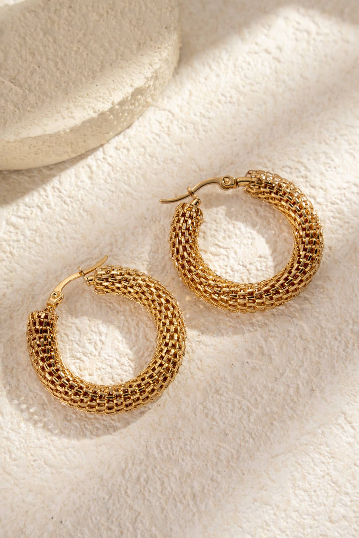 Boucles d’oreilles dorées acier inoxydable créoles tressées