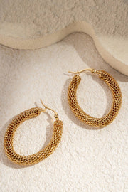 Boucles d’oreilles dorées acier inoxydable créoles tressées