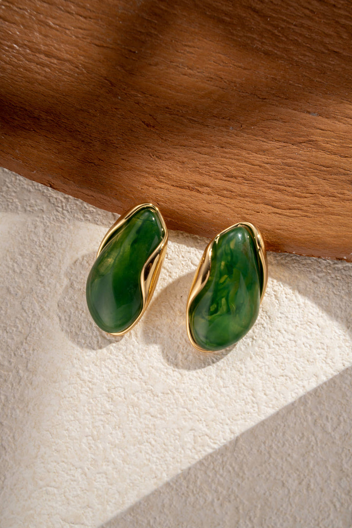 Boucles d’oreilles Résine doré en acier inoxydable tendance: Vert