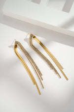 Charger l&#39;image dans la visionneuse de galerie, Boucles d’oreilles longues strass femme acier inoxydable
