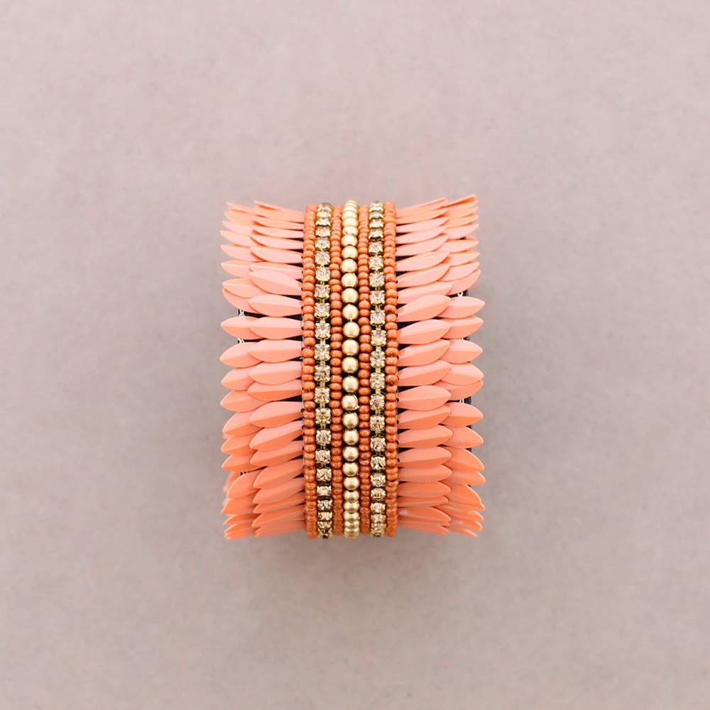 Bracelet ajustable en sequins: Orange