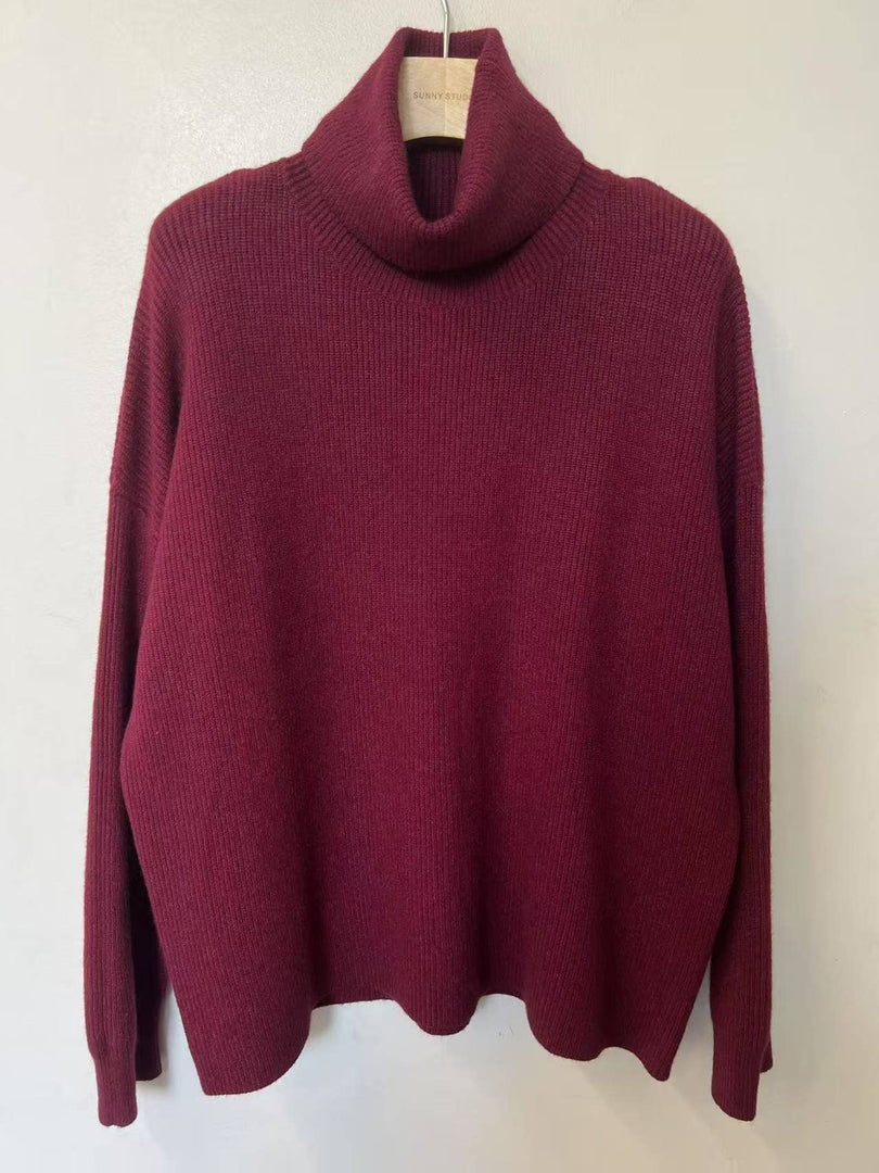 Pull col montant élégant: Bordeaux / Taille unique