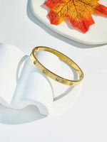 Charger l&#39;image dans la visionneuse de galerie, Bracelet jonc doré acier inoxydable Orné de cristal
